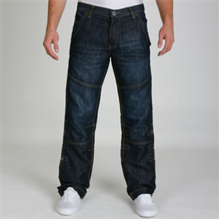 mens dark blue botcut jeans 